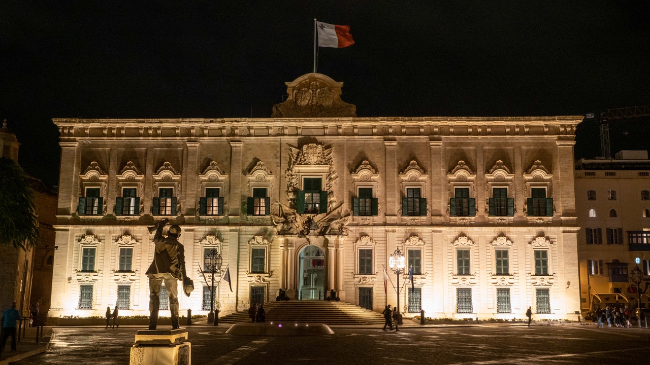 Malta’s Prime Minister’s Office, housed in the Berġa ta’ Kastilja (Auberge de Castille) in Valletta. Photo: ESI/Kristof Bender